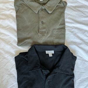 Sunspel Men's Black and Khaki Polos